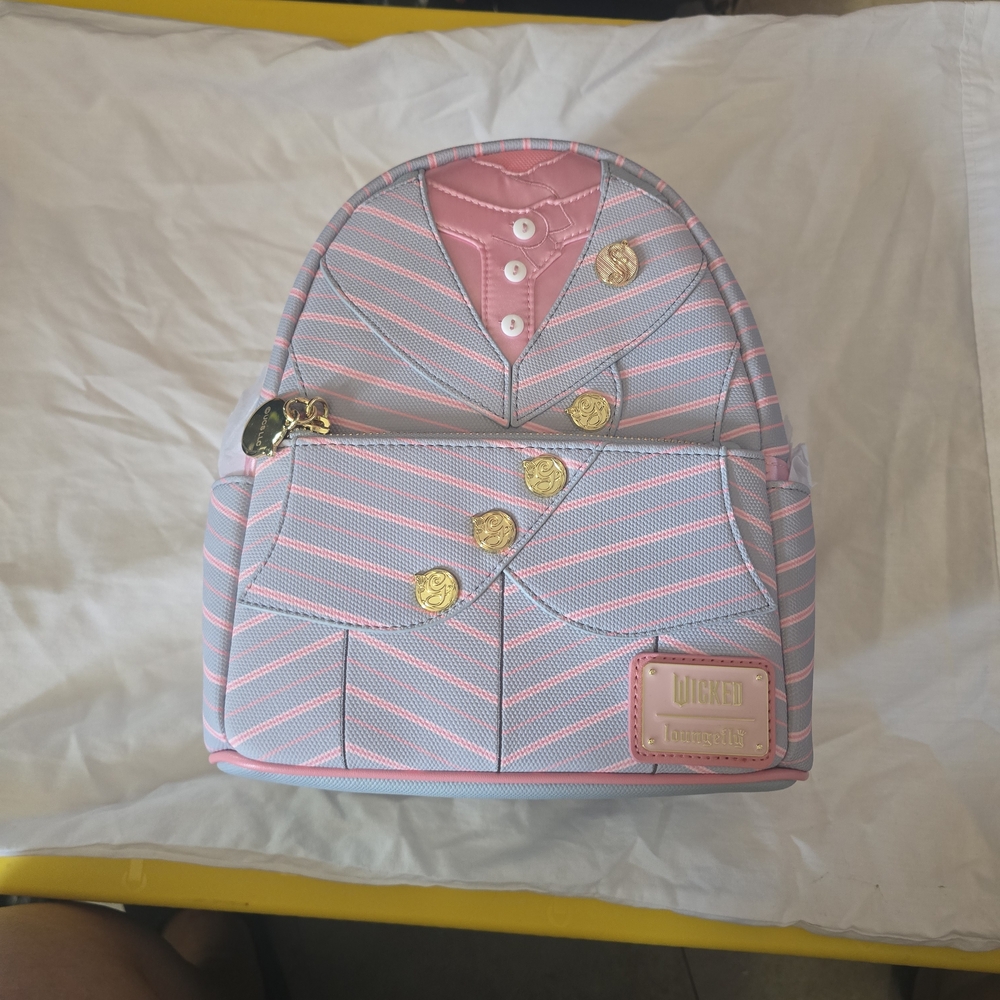 Loungefly Pink and Light Blue Striped Mini Backpack